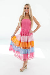 Sherbet Shade Midi Dress - Pink