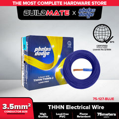 BUILDMATE Phelps Dodge THHN THWN-2 Electric Wire 2.0mm² / 3.5mm² Stranded Copper Building Wire Cable Flame Retardant PVC Nylon