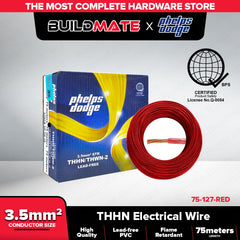 BUILDMATE Phelps Dodge THHN THWN-2 Electric Wire 2.0mm² / 3.5mm² Stranded Copper Building Wire Cable Flame Retardant PVC Nylon