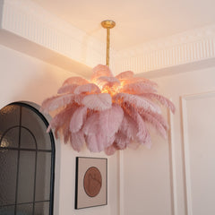 Chandeliers de Plumas de Avestruz Extra Grande con Base de Latón – Iluminación de Lujo 3