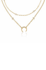Mesmerize Me Crescent Horn 18k Gold Plated Layered Necklace Set