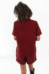 Fall Breeze Romper - Burgundy