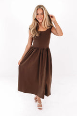 Basically Fall Midi Dress - Brown