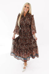 By The Books Midi Dress - Brown