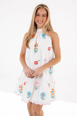 The Eloise High Neck Dress - White