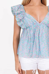 Popping Petals Top - Blue