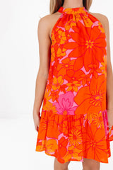 The Lizzie High Neck Dress - Orange