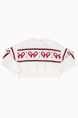 The Zoe Tween Sweater - White/Red