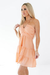 Gingham To Go Dress - Peach