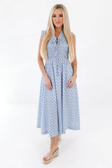 Spring Showers Midi Dress - Blue
