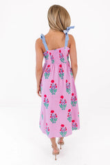 Happy Hydrangeas Midi Dress - Pink
