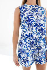 The Hayden Eyelet Shorts - White/Blue
