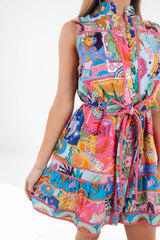 The Sloane Sleeveless Tie Dress - Multi