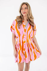 Catch My Drift Dress - Pink/Orange