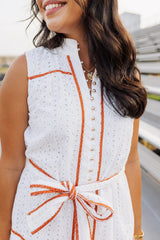 The Georgia Dress - White/Burnt Orange