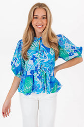 The Andie Tie Top - Blue