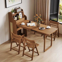 69" Rattan Cabinet Murphy Dining Table Set with USB Charging