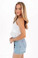 Not A Cloud In Sight Crop Top - White