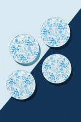 Chinoiserie Acrylic Coaster Set - White/Blue