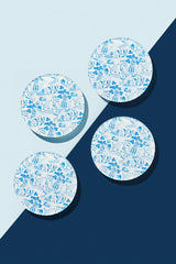 Chinoiserie Acrylic Coaster Set - White/Blue