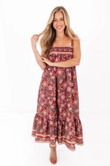 Lovers Lane Midi Dress - Wine
