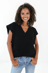 Take Me Serious Sweater Vest - Black