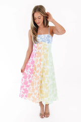 Patchwork Blooms Midi Dress - Multi