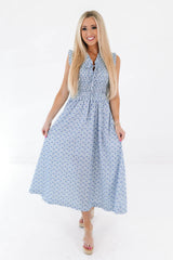 Spring Showers Midi Dress - Blue