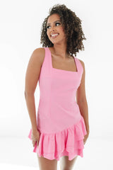 Ruffled Charm Dress - Pink