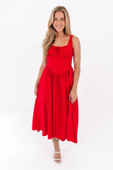 Crazy About You Midi Dress - Red