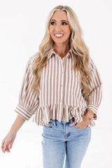 Fall Frills Top - Brown