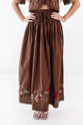 Hometown Date Midi Skirt - Brown