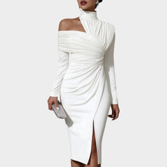 Sculpted Elegance Off-Shoulder Dress