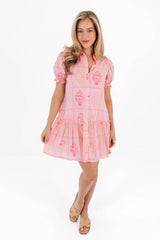 The Emery Collared Button Up Dress - Pink