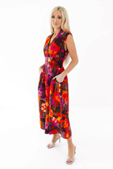 Sipping On Sangria Midi Dress - Brown