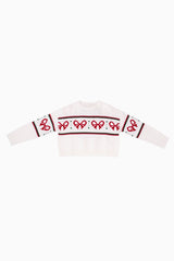 The Zoe Tween Sweater - White/Red