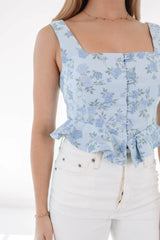 Totally Toile Top - Light Blue