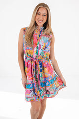 The Sloane Sleeveless Tie Dress - Multi