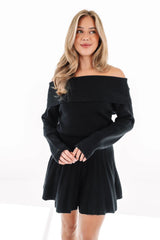 Cut It Off Sweater Dress - Black