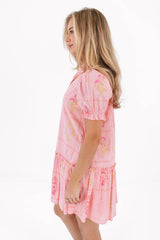 The Emery Collared Button Up Dress - Pink
