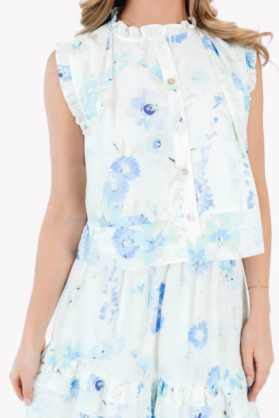The Blakely Button Up Top - White