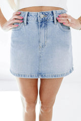 Tie That Binds Denim Skirt - Light Denim