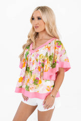 On The Sweet Side Top - Pink Floral