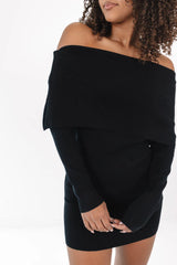Off The Top Sweater Dress - Black