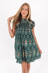 The Hazel Pleated Dress - Hunter Green