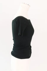 Cold Shoulder Ribbed Top - Black