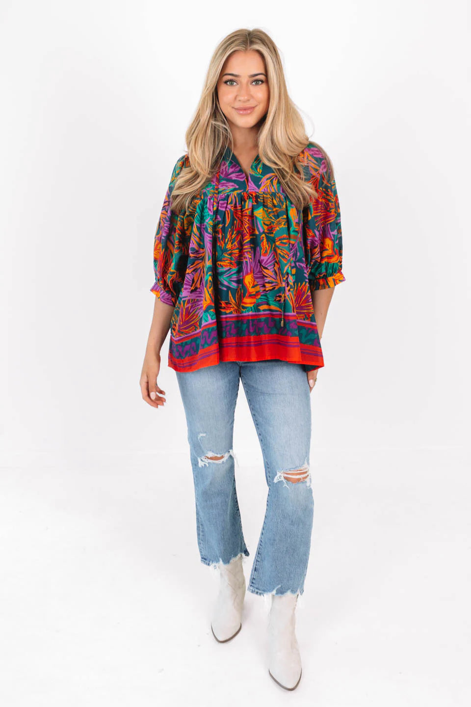 The Asher Puff Sleeve Tunic - Multi