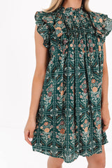 The Hazel Pleated Dress - Hunter Green