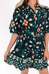 The Maxine Belted Dress - Hunter Green