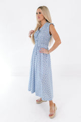 Spring Showers Midi Dress - Blue